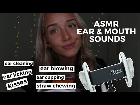 ASMR Ear & Mouth Sounds Binaural (Ear Licking, Blowing, Cupping, Kisses …) | GwenGwiz