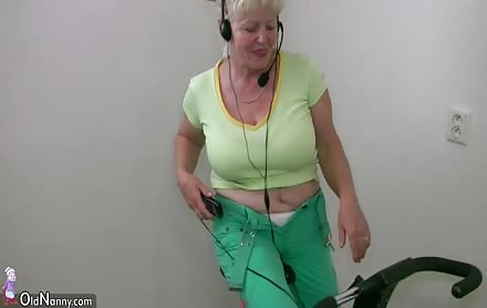 Blonde grandma nude dancing