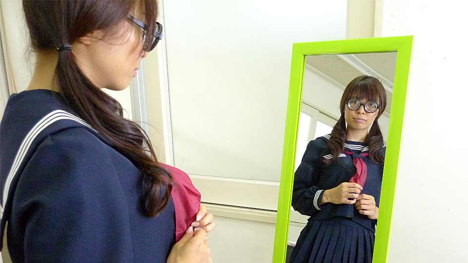 Nerdy Azusa Misaki in uniform fucked at College