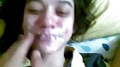 Mouth full of cum