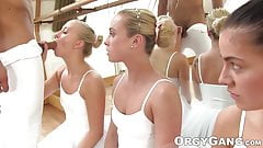 Three teenage ballet dancers fucked and facialized