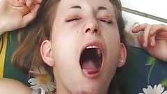 Cute teen takes facial