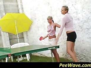 Lesbians peeing on their tits
