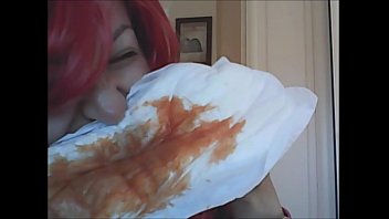 Blonde with thick sanitary towel