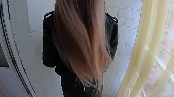 GF in pantyhose and leather showed her ass