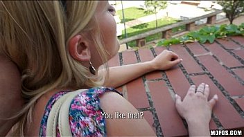 Blond Czech exhibitionist shows sexy her ass for a Big Cock