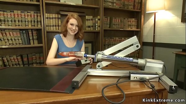 Tight pussy redhead fucks machine