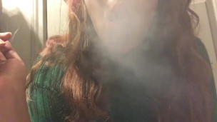 Sexy Chubby Teen with Hot Big Tits in Sweater Smoking Cork Tip Cigarette