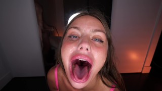Sloppy deepthroat, with lot cum on face