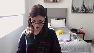 Sexy Colombian  with angelic face and glasses gets doggystyle