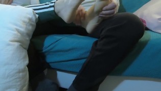 Stepsister plays game and asks for neck and foot Massage
